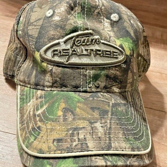Mens Team Realtree Signature Camo Mesh Trucker Cap Adjustable Outdoor Hunt Hat - Picture 1 of 14
